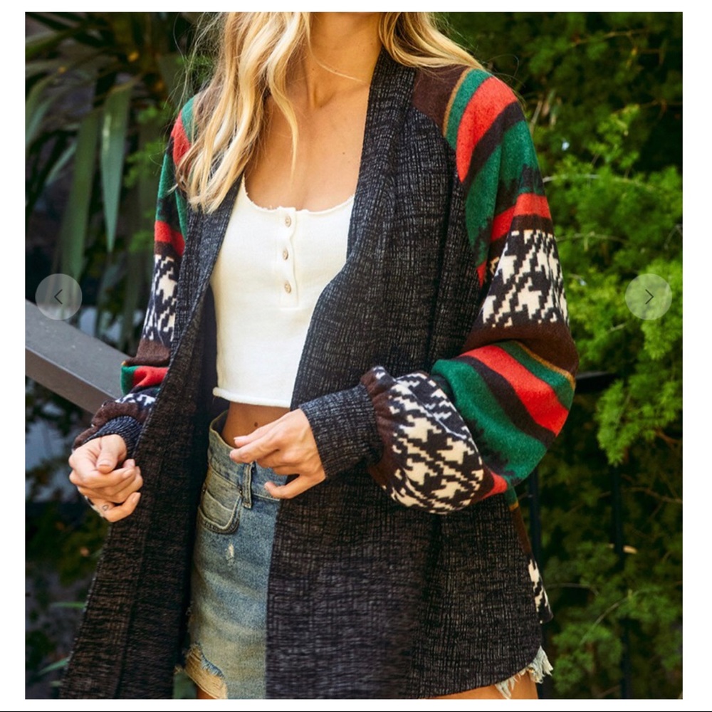 Absolutely beautiful Striped Boho Contrast Print Open Cardigan - Picture 4 of 5